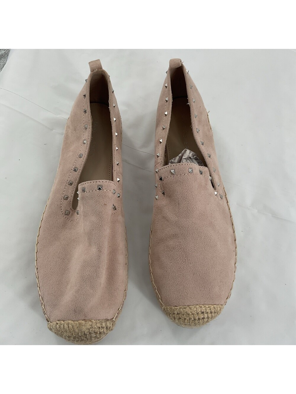 Marc Fisher Women’s Slip On Loafers Beige 9 1/2 Textile Upper Studded 216